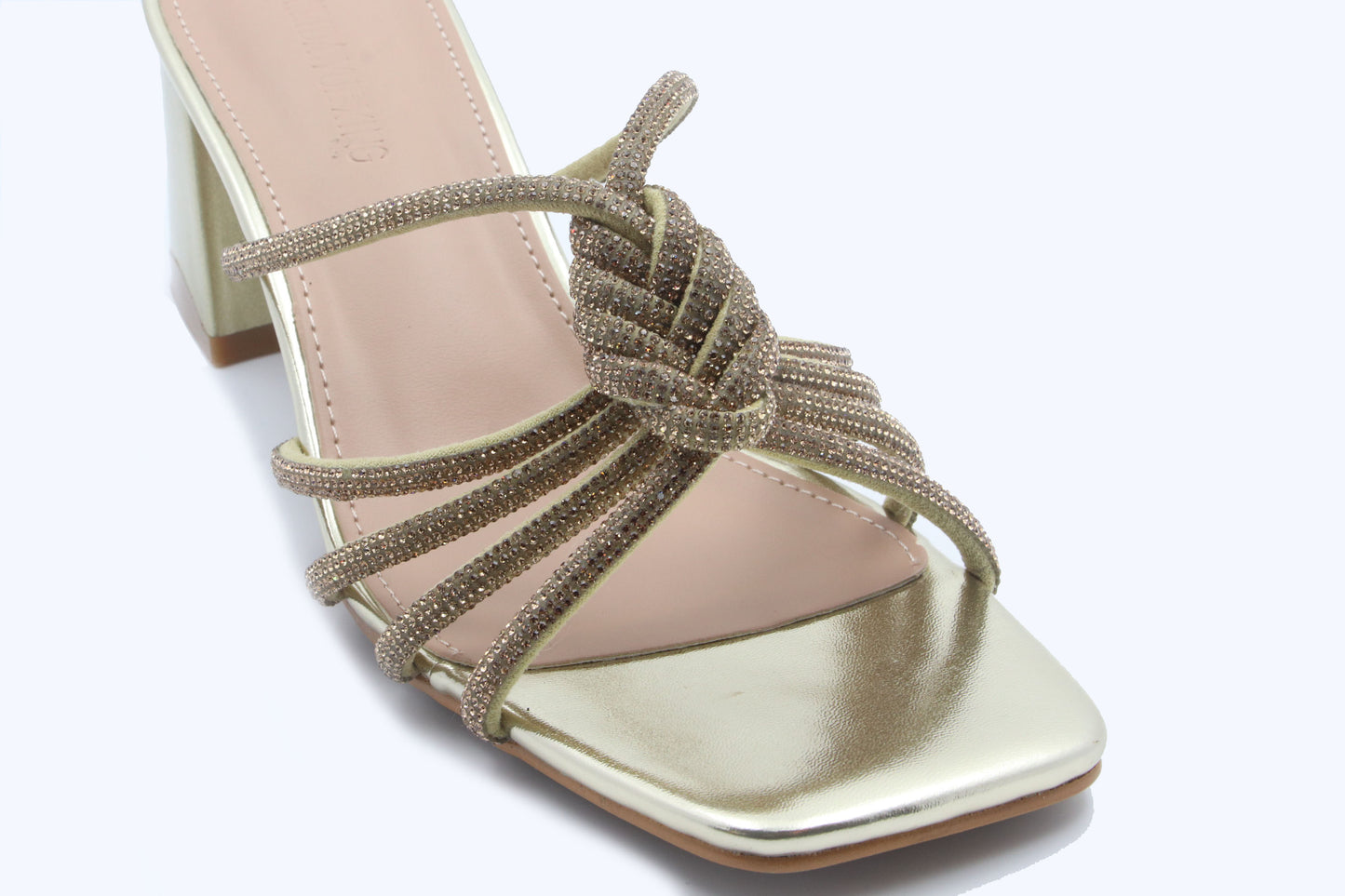 Pale Gold Shimmer Strap Flats