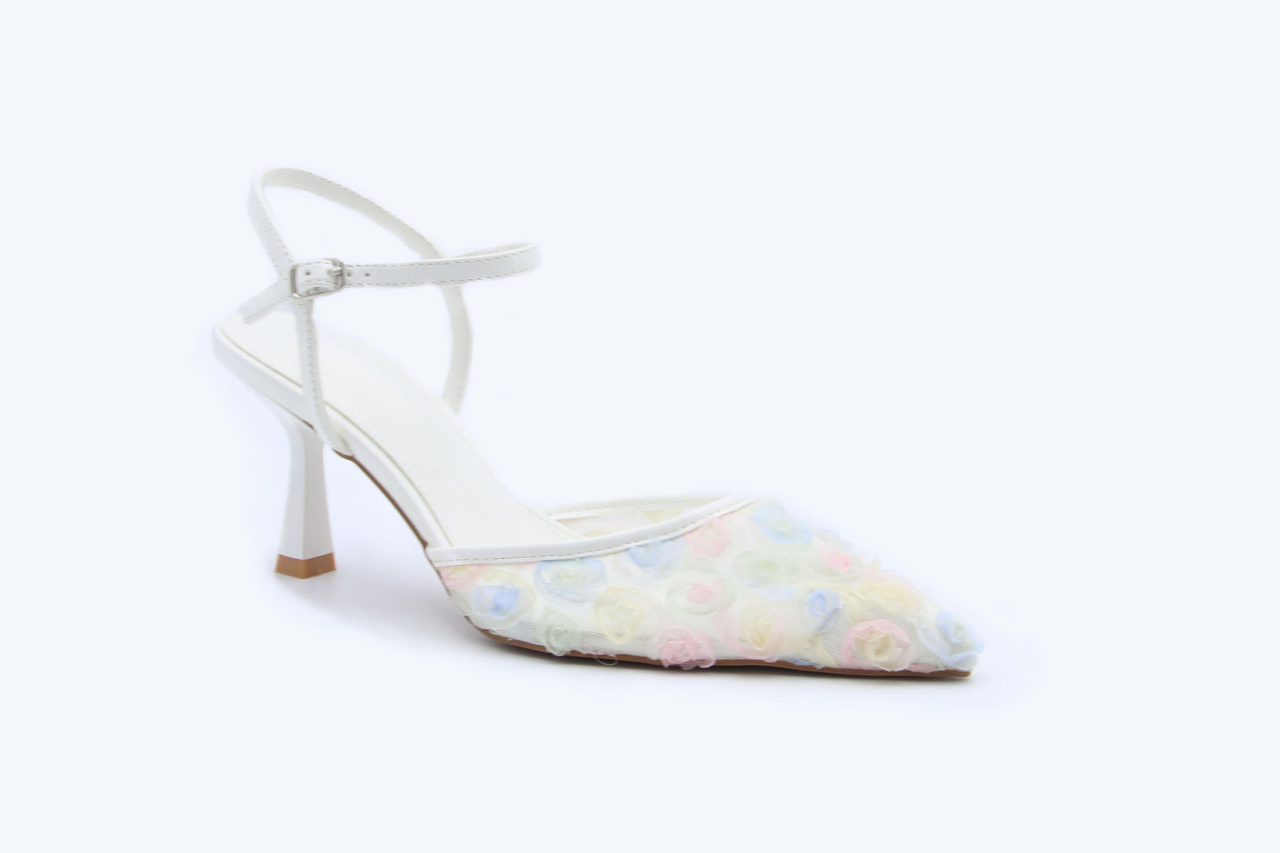 White Floral Mesh Heel