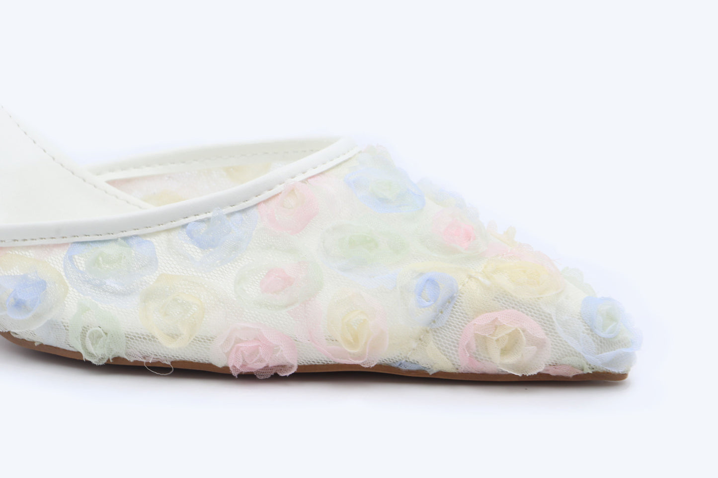 White Floral Mesh Heel