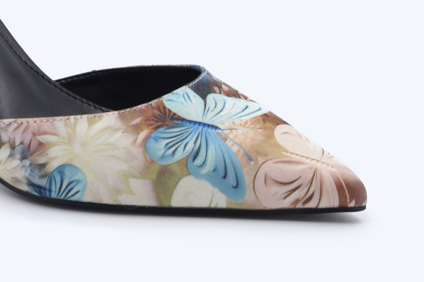 Black Floral Mesh Heel