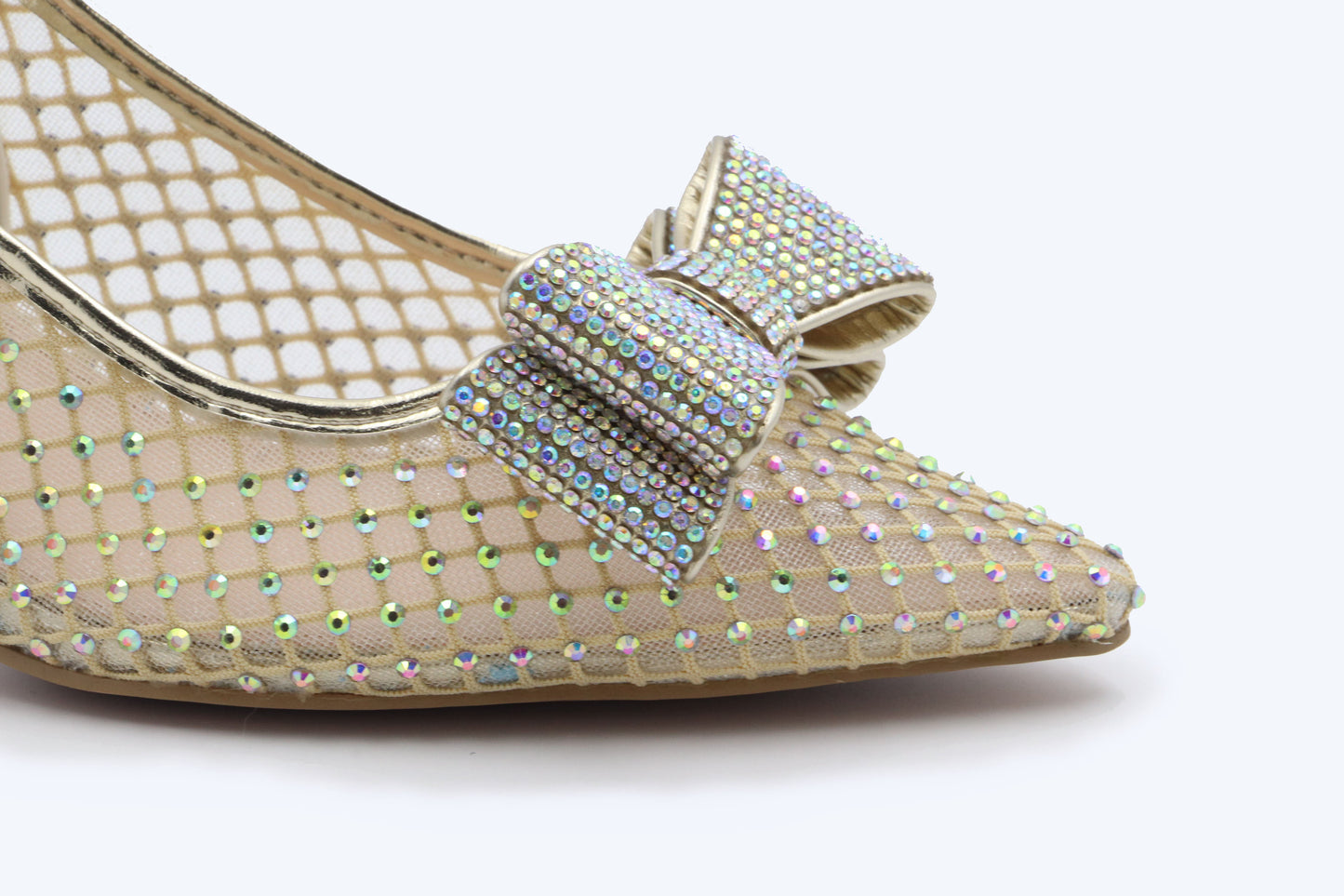 Gold Mesh Bow Heels