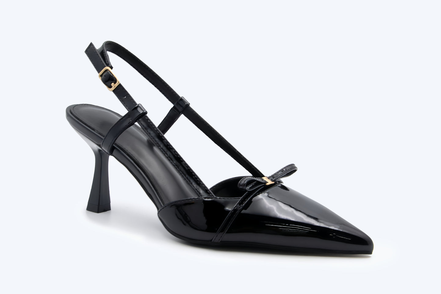Black Stiletto Bow Heels