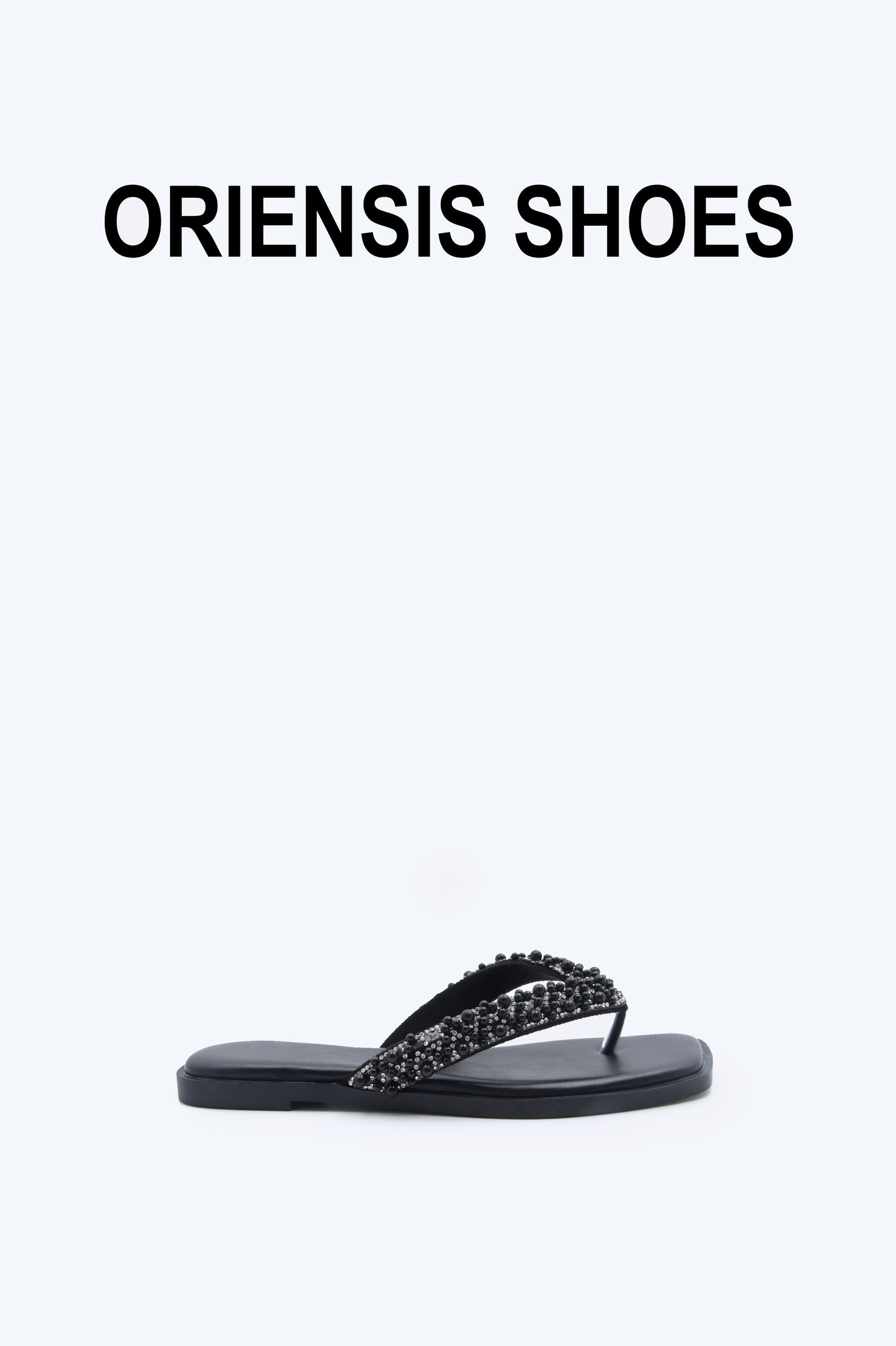 Black Gem Thong Flat