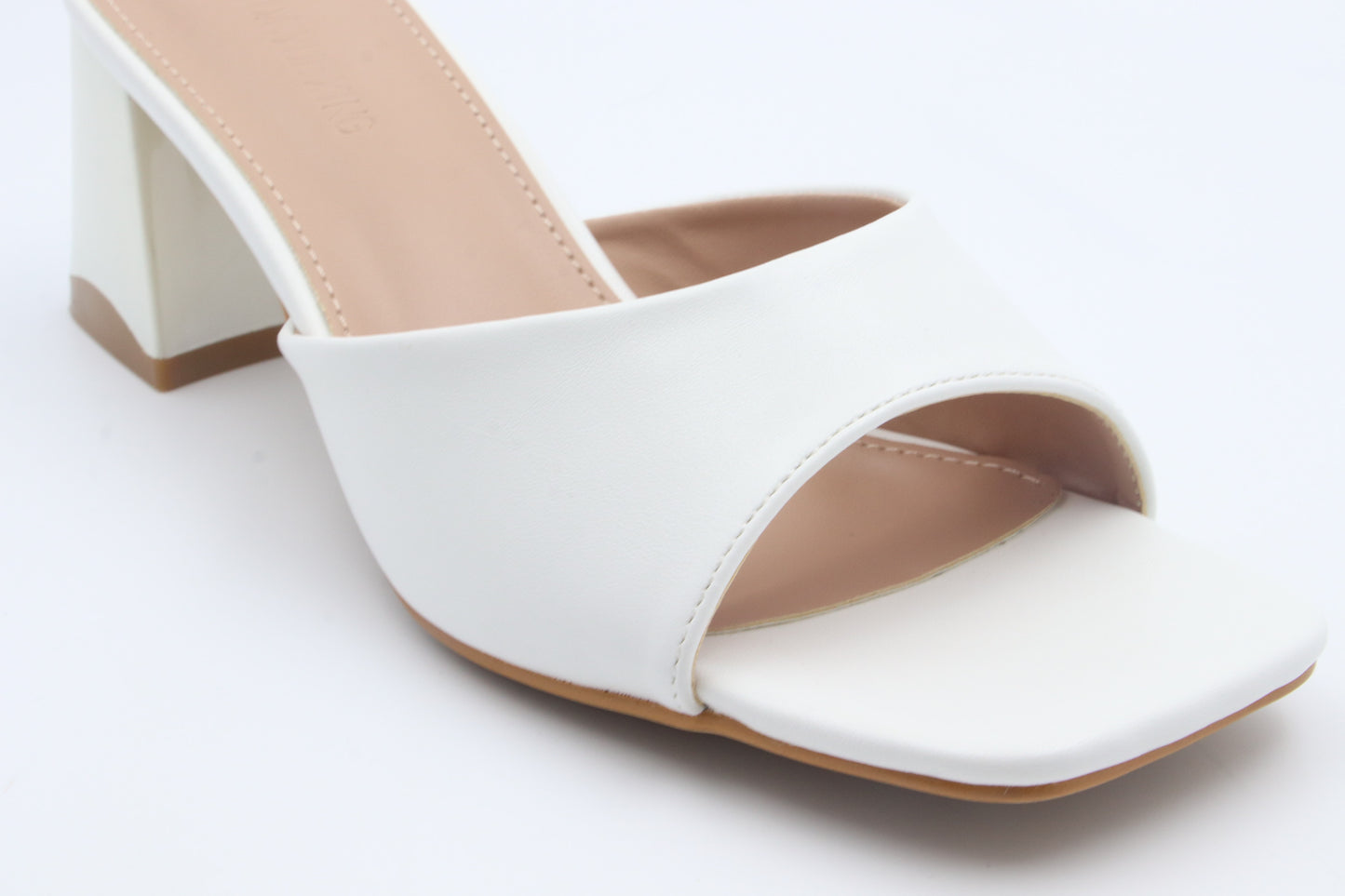 White Luna Mule Heels