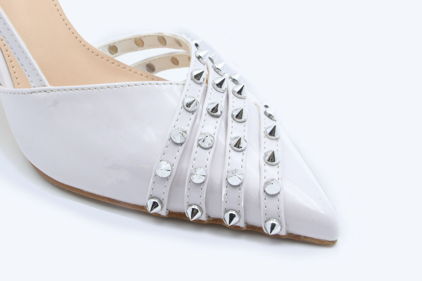 Silver Rivet Slingbacks Heels