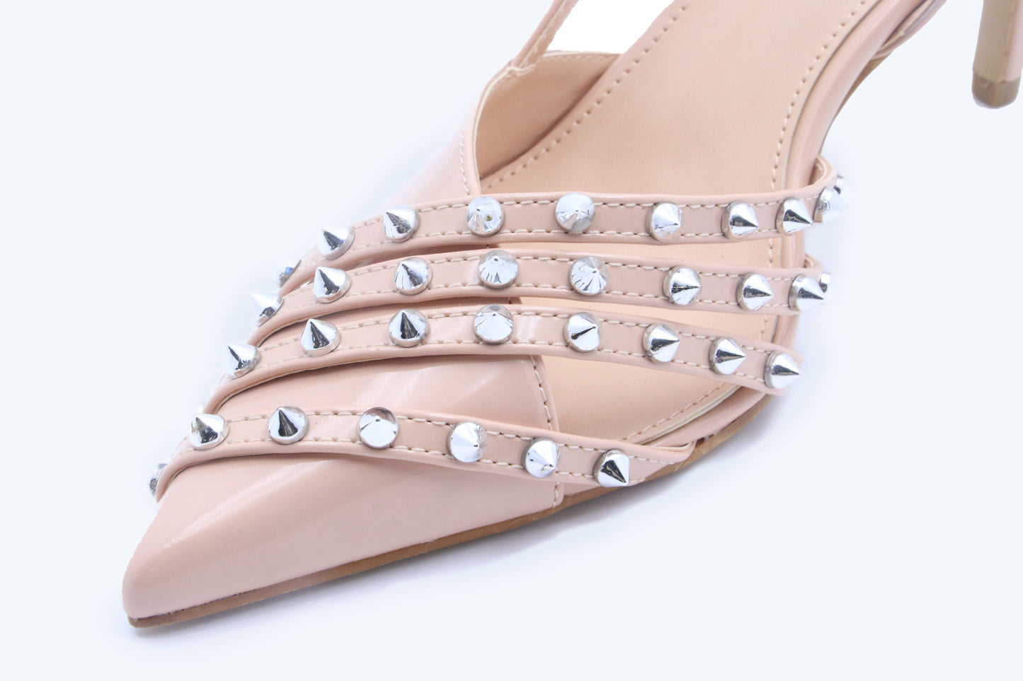 Nude Rivet Slingbacks Heels