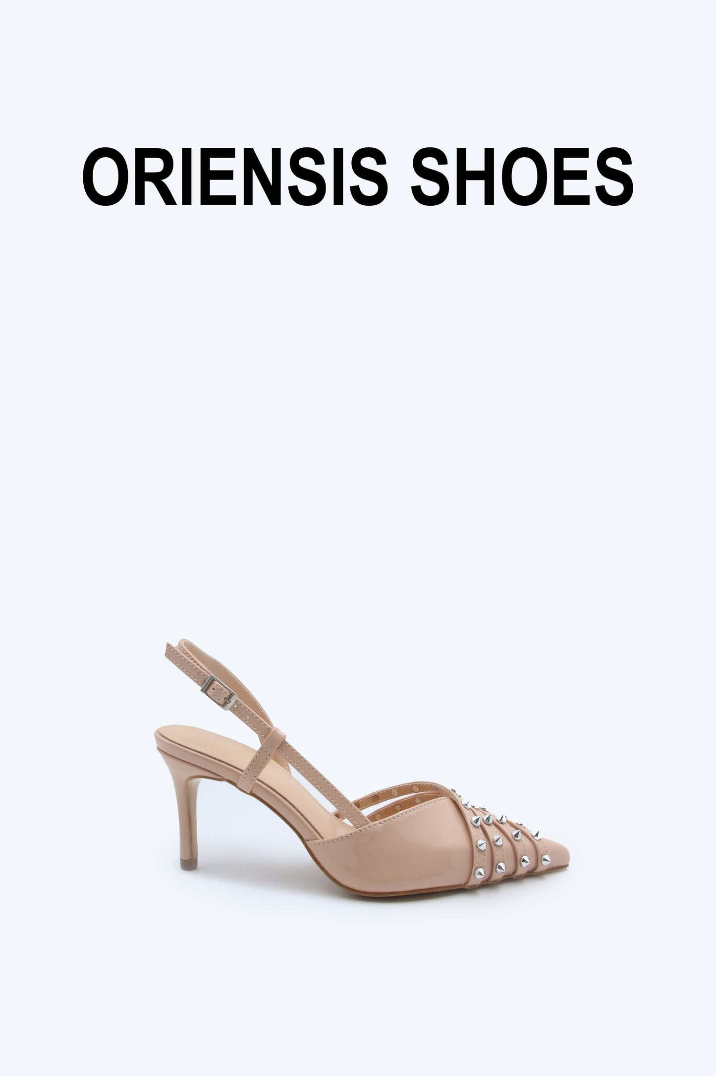 Nude Rivet Slingbacks Heels
