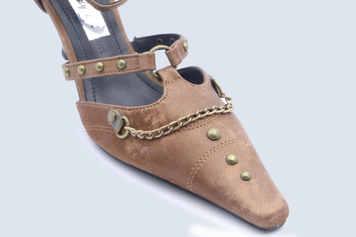Brown Elegant Buckle Heels