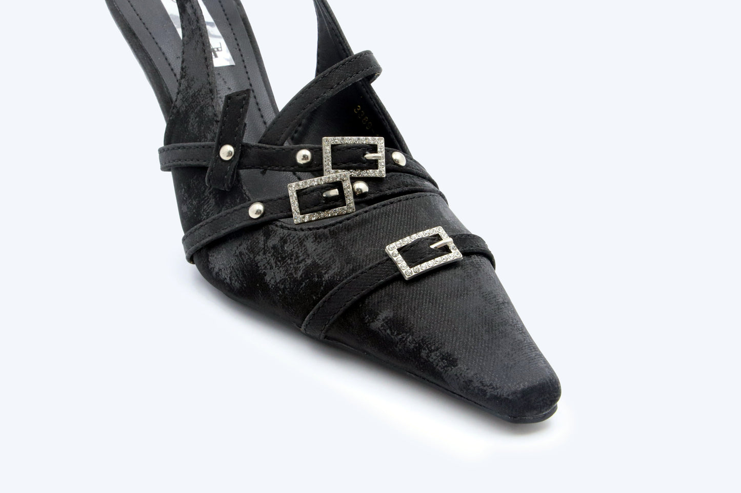 Black Buckle Slingback Heels