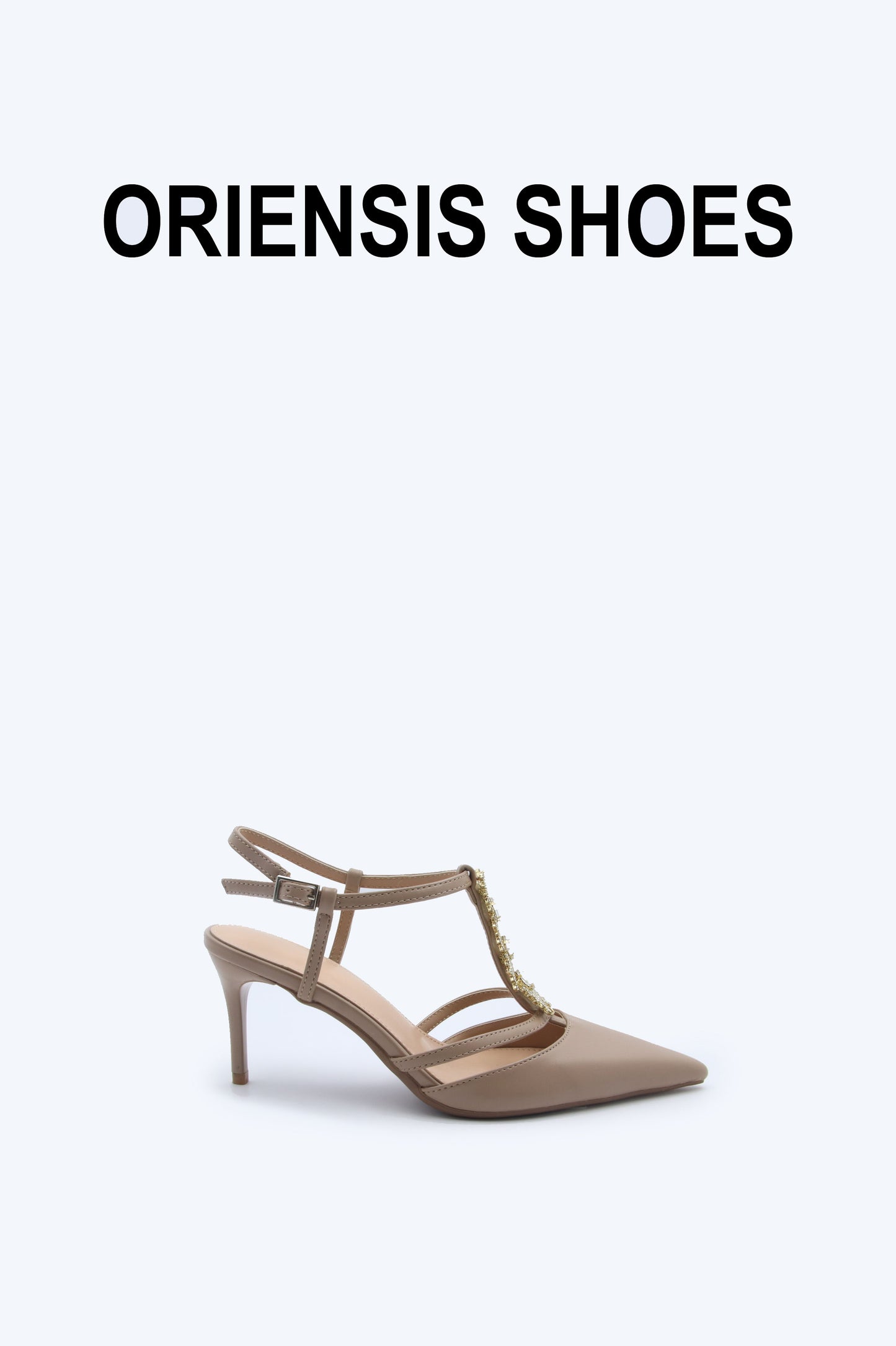 Nude Gem T-Strap Heels