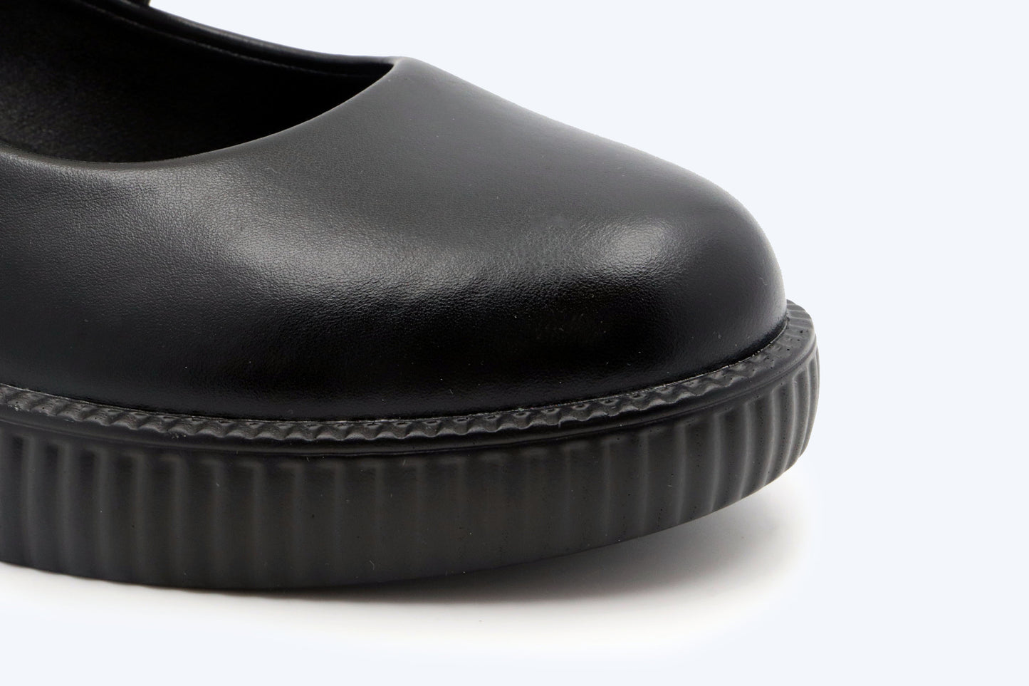 Black Gothic Strap Flat
