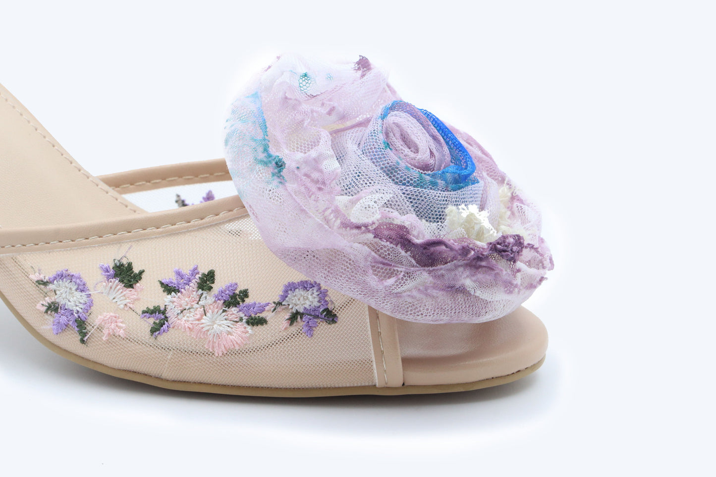Beige Bloom Veil Sandals