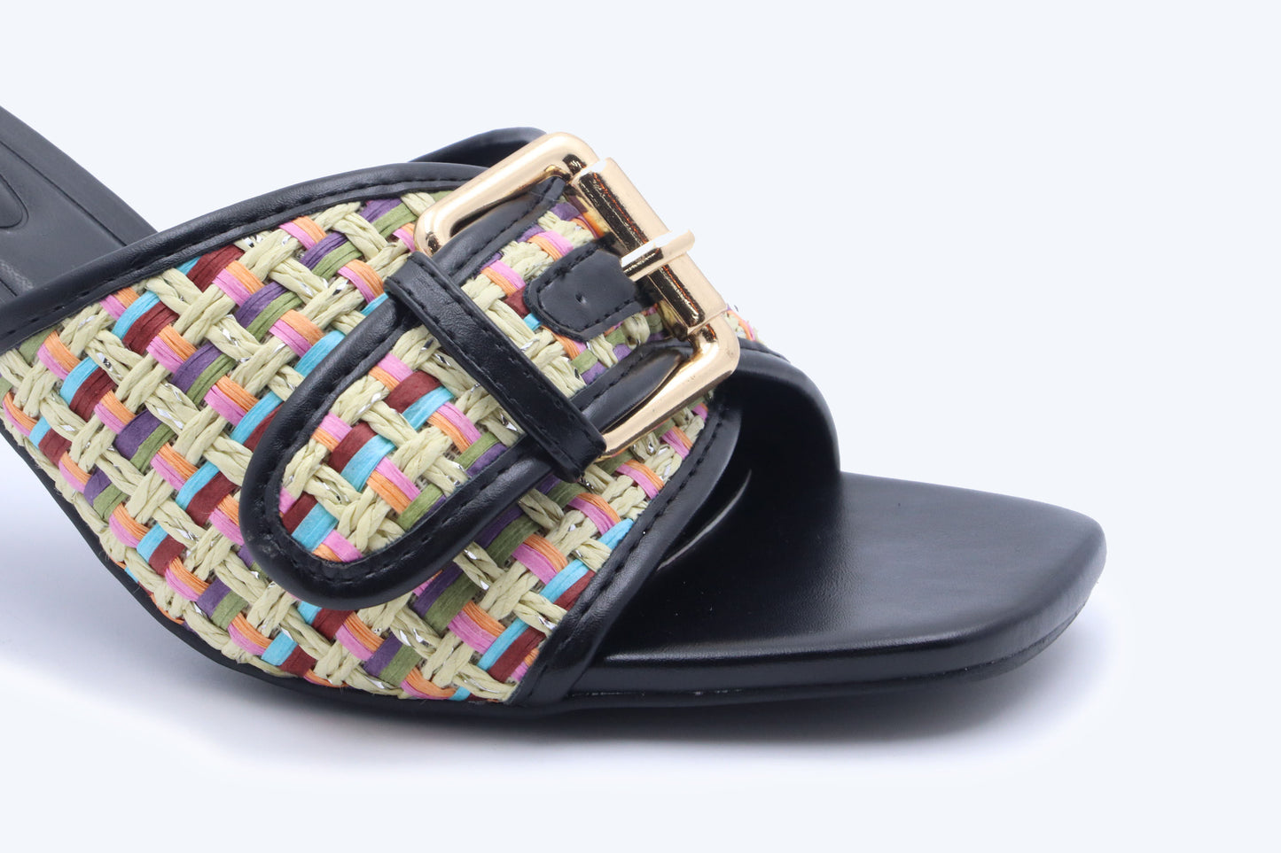 Black Woven Gleam Sandal