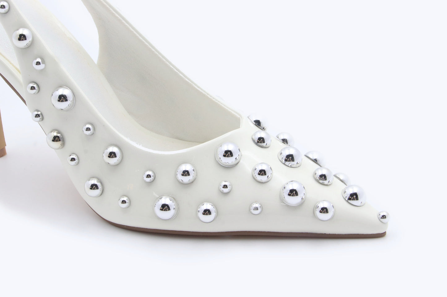 White Stud Slingback Heels