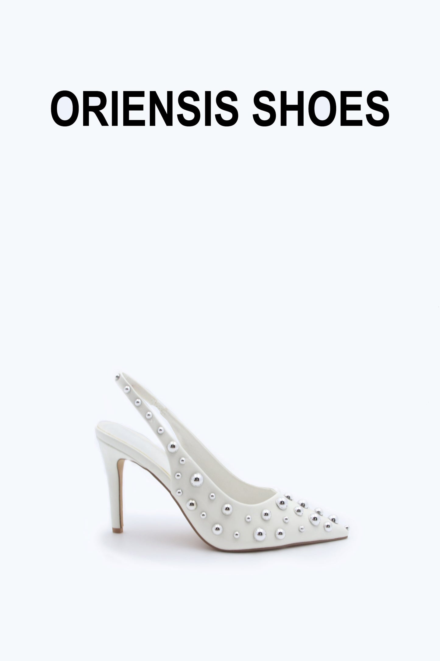 White Stud Slingback Heels