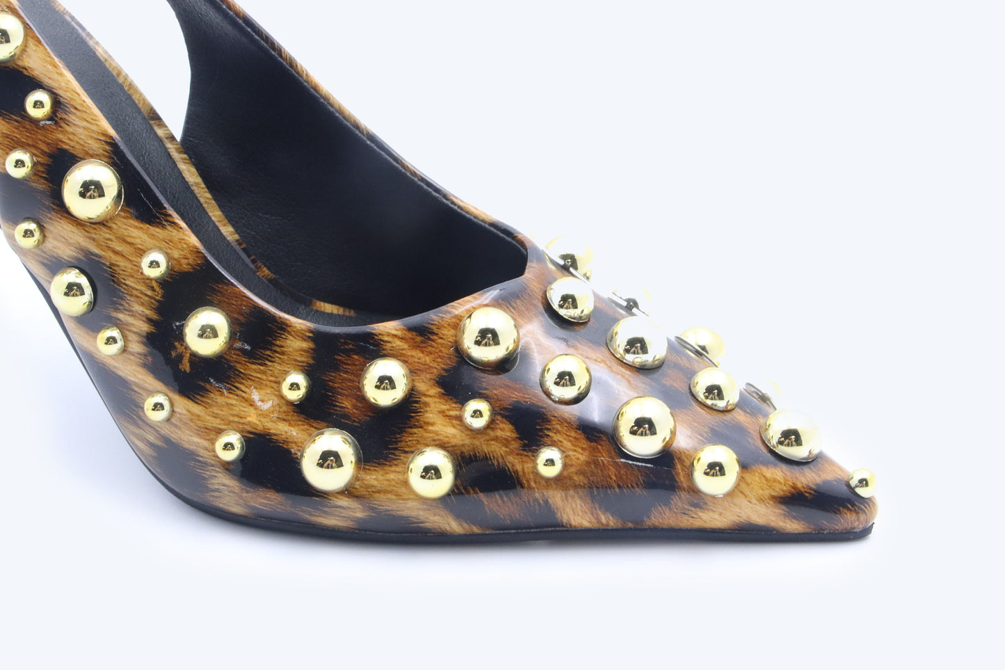 Leopard Stud Slingback Heels