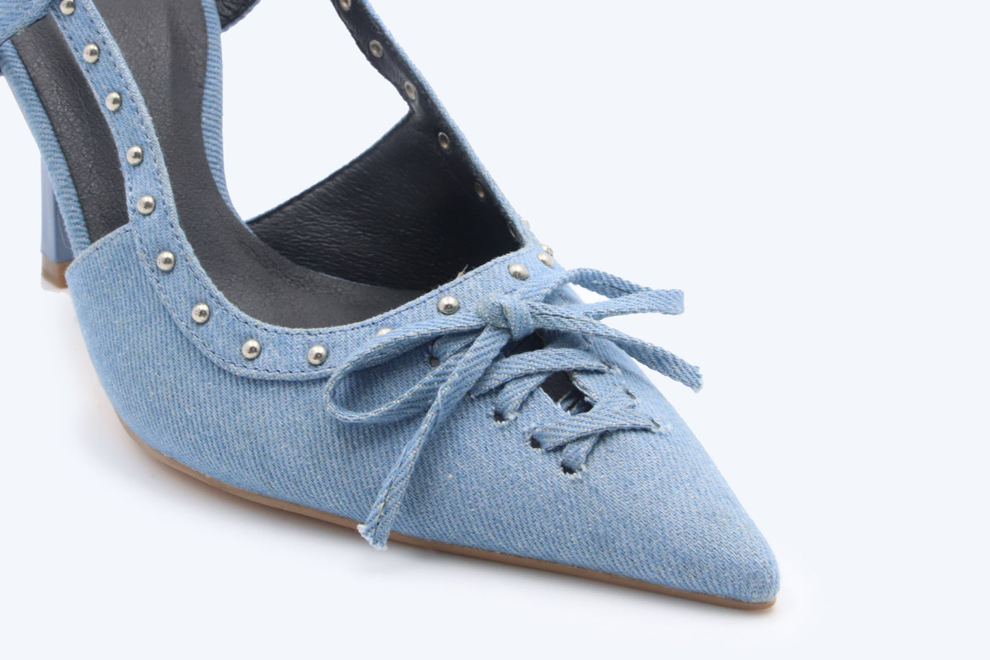 Blue Tie-Up Sling Heels
