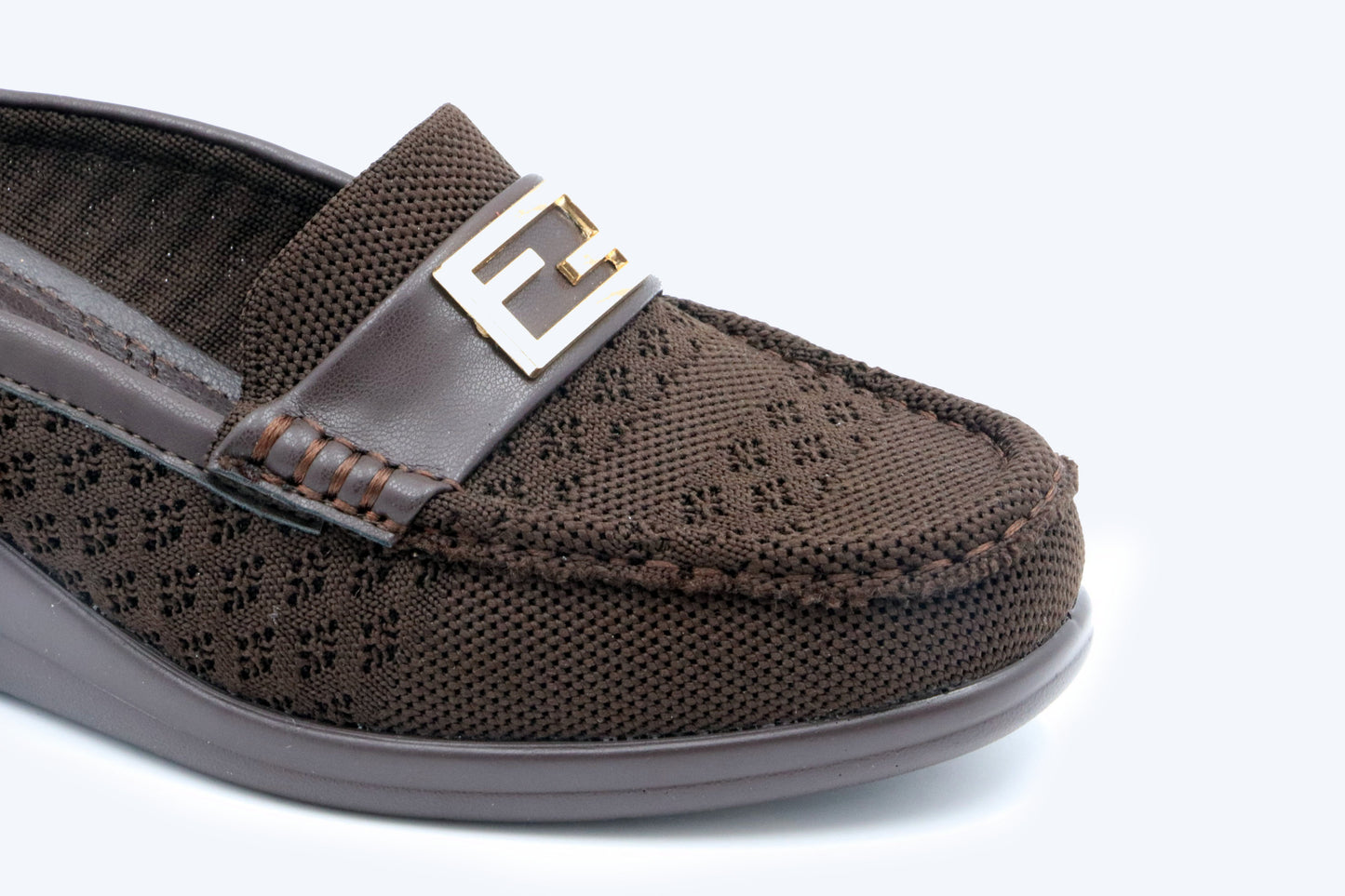 Brown Weave Knit Flat