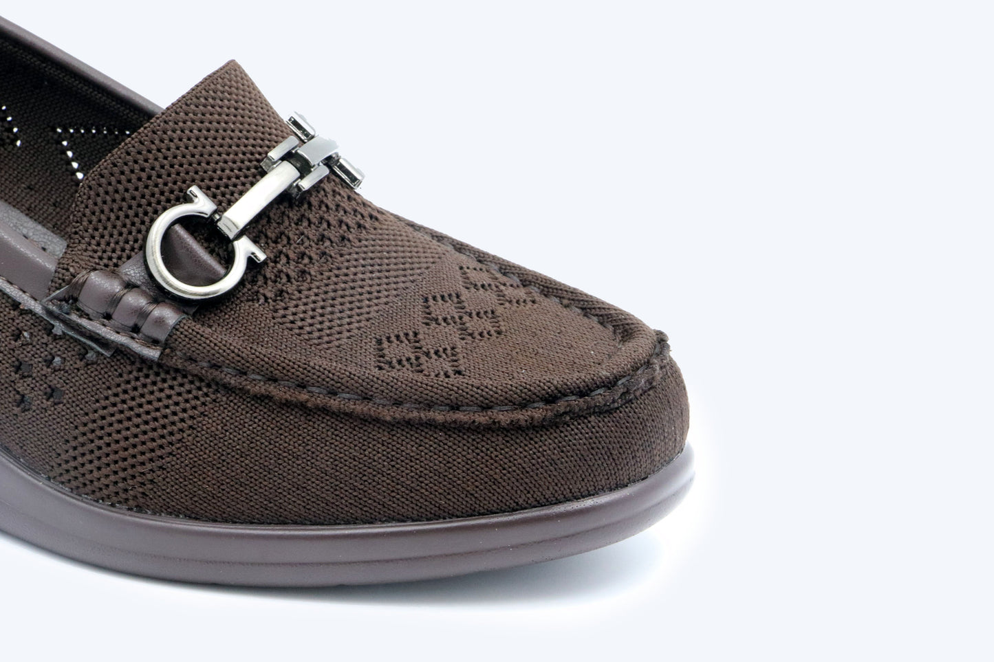 Brown Weave Buckle Flat