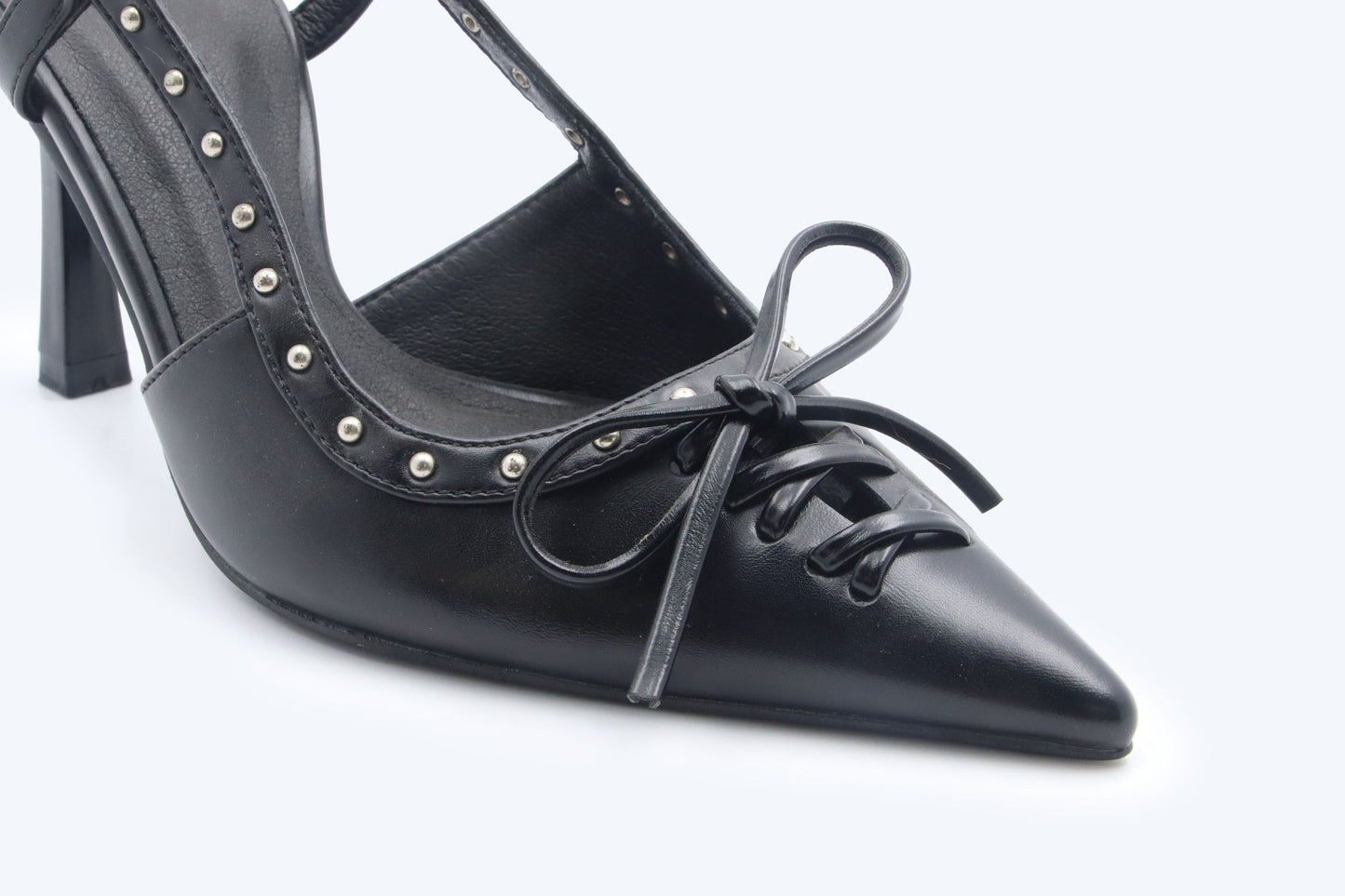 Black Tie-Up Sling Heels