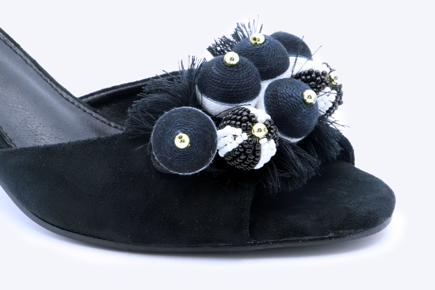 Noir PomPom Heels