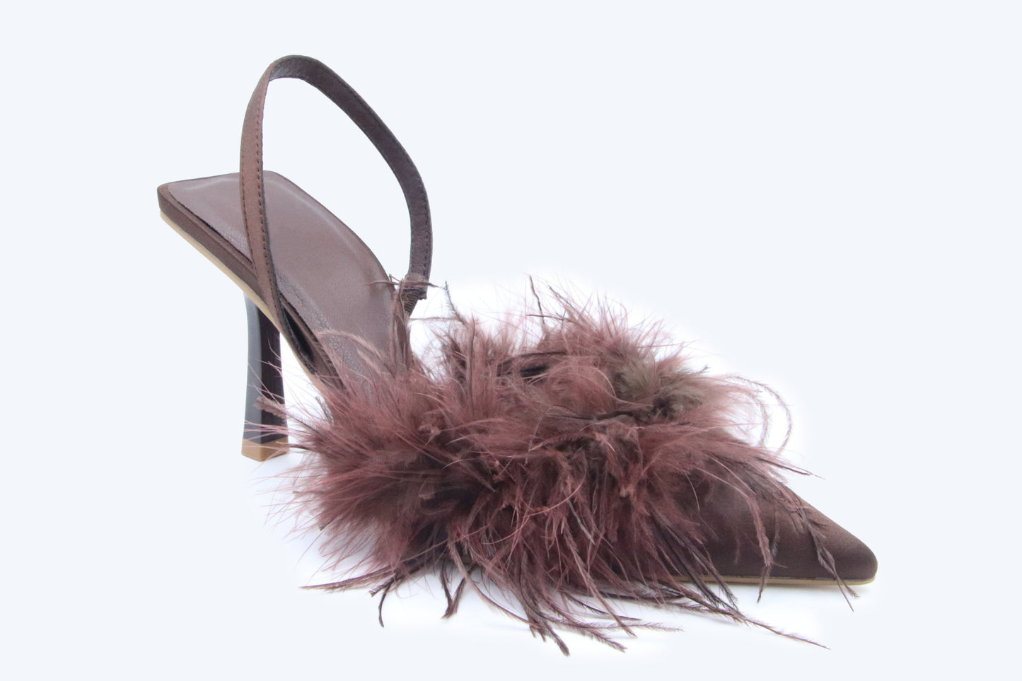 Brown Fuzzy Blush Heels