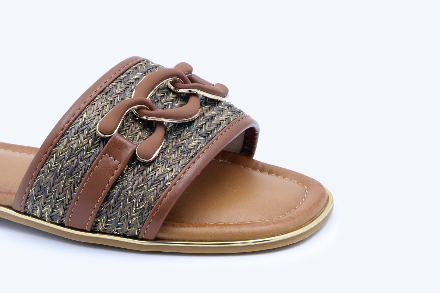 Brown Woven Lin Flats