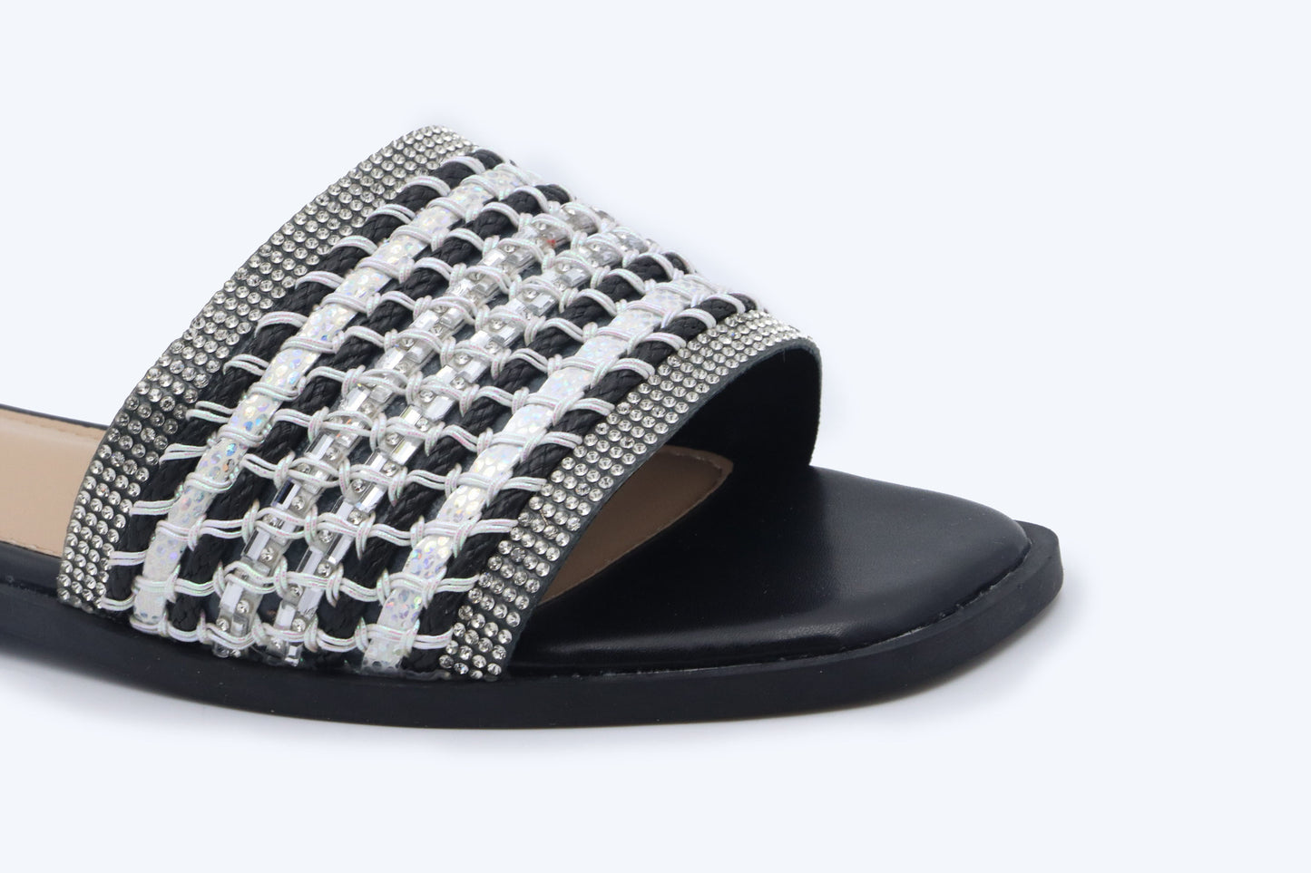 Black Sparkle Weave Flats