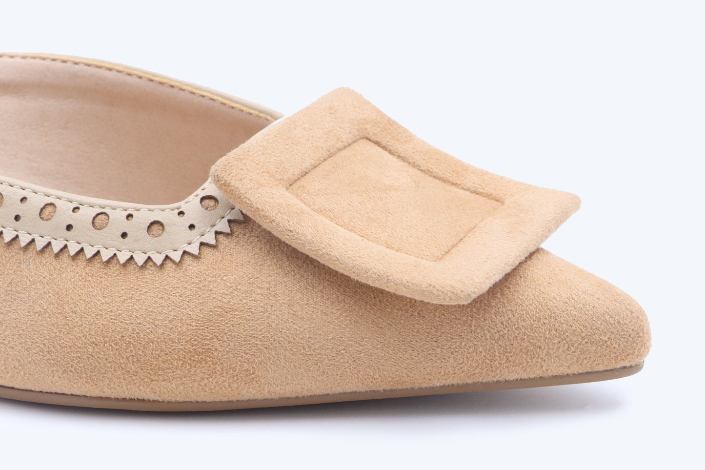 Cream Buckle Mule Heels