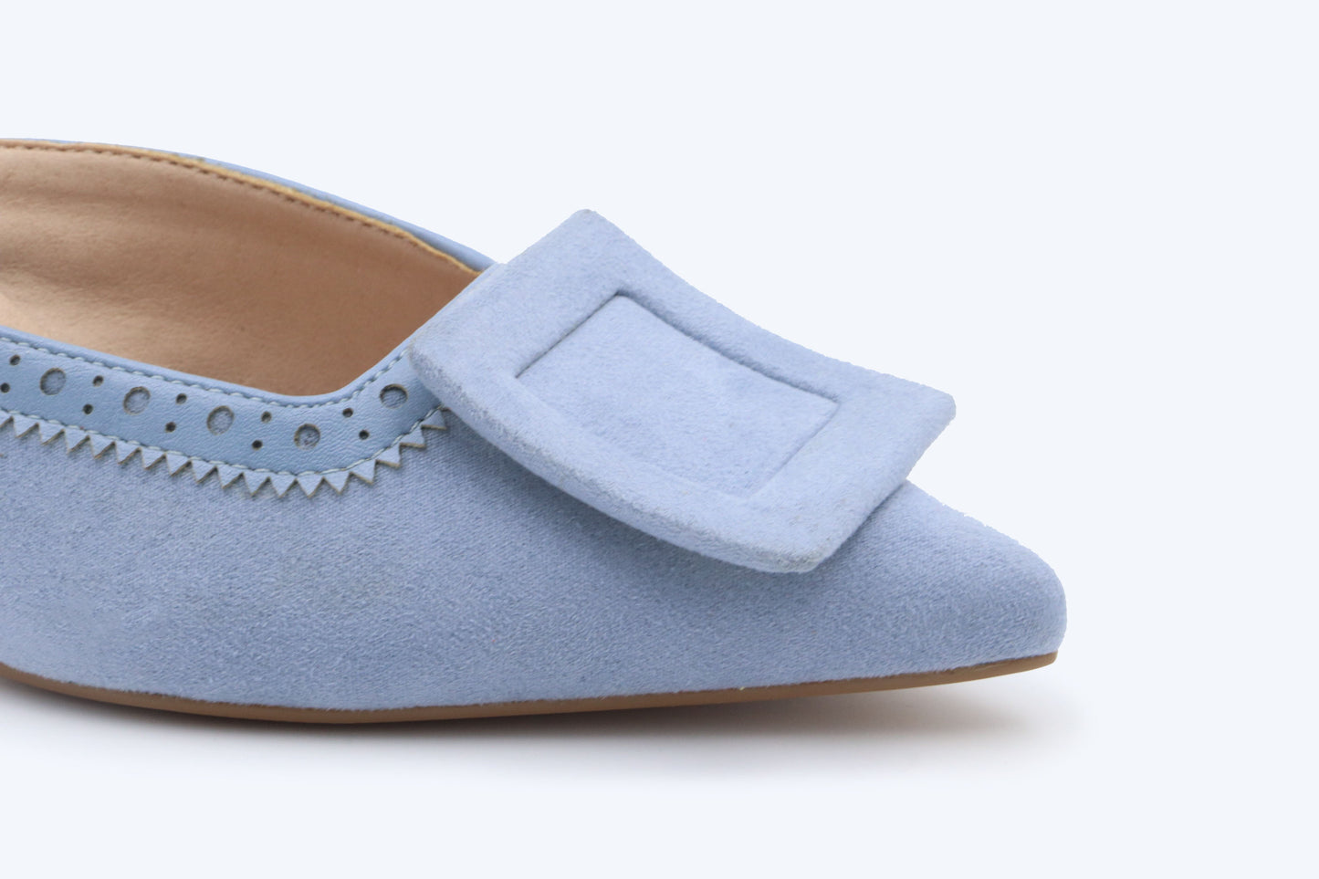 Blue Buckle Mule Heels