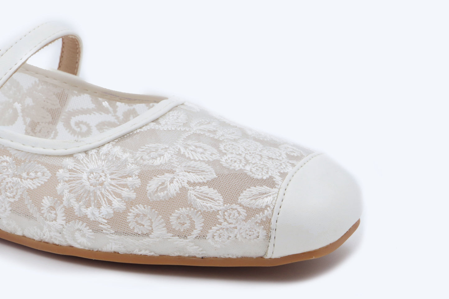 White Floral Grace Flats