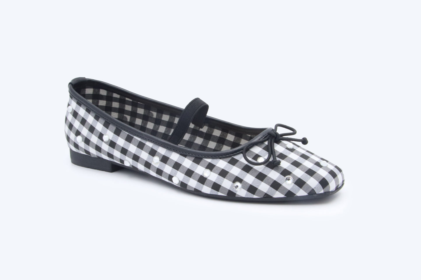 Black Gingham Flats