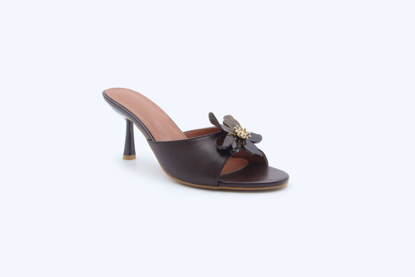 Brown Petal Gem Heel