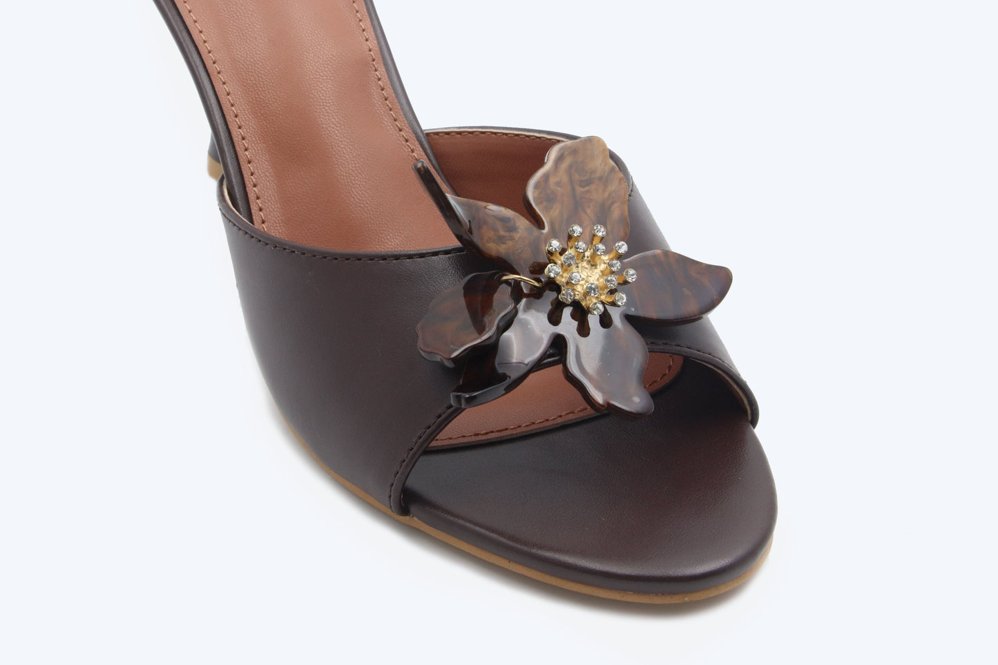 Brown Petal Gem Heel