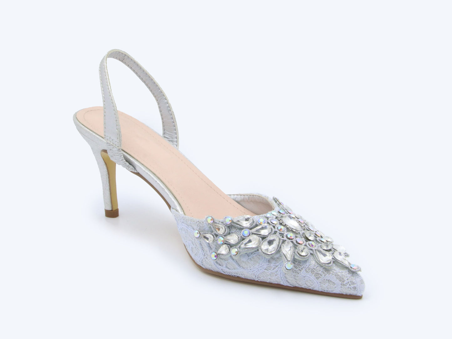 Silver Glamorous Mule Heels