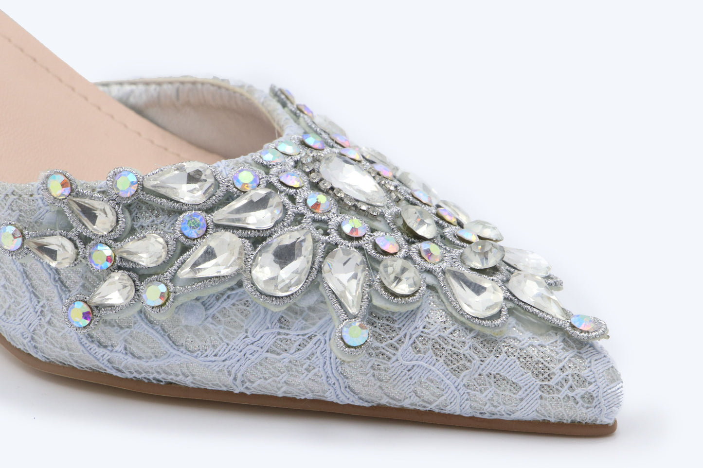 Silver Glamorous Mule Heels