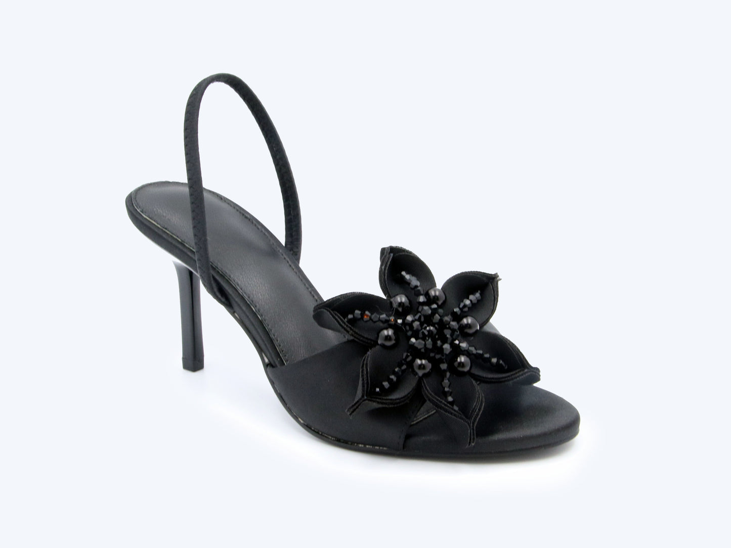 Black Petal Slingback Heels