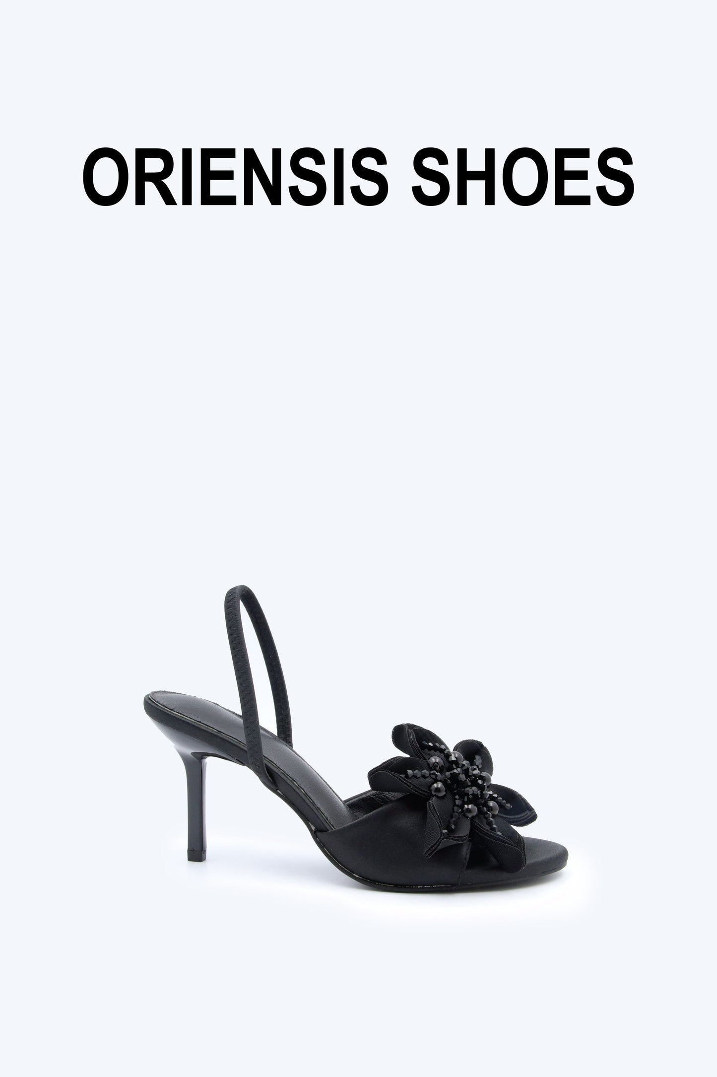 Black Petal Slingback Heels