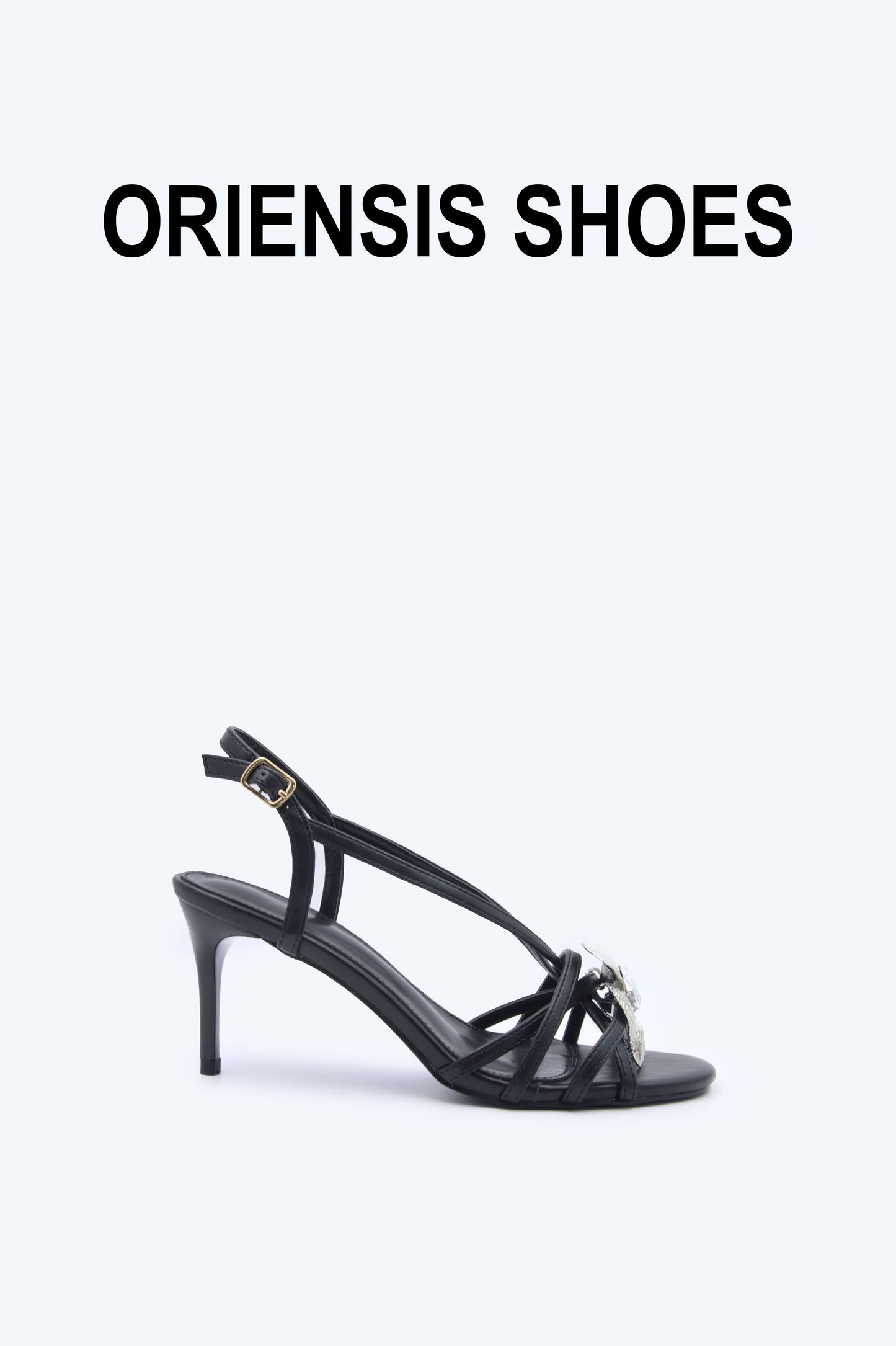 Black Flower Gleam Heels