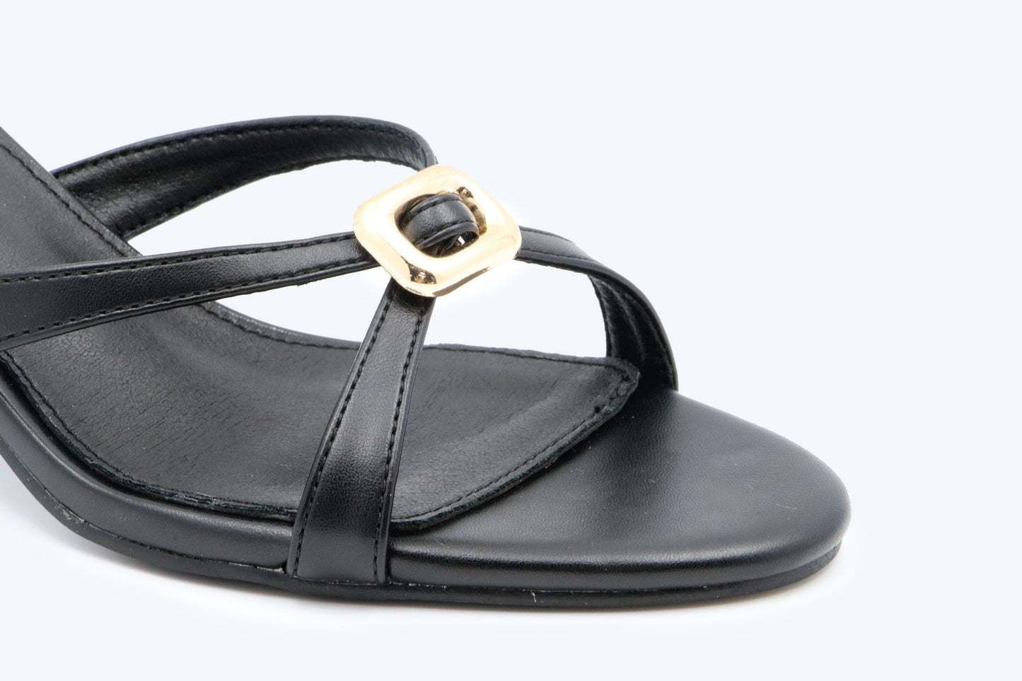 Black Gilt Buckle Heels