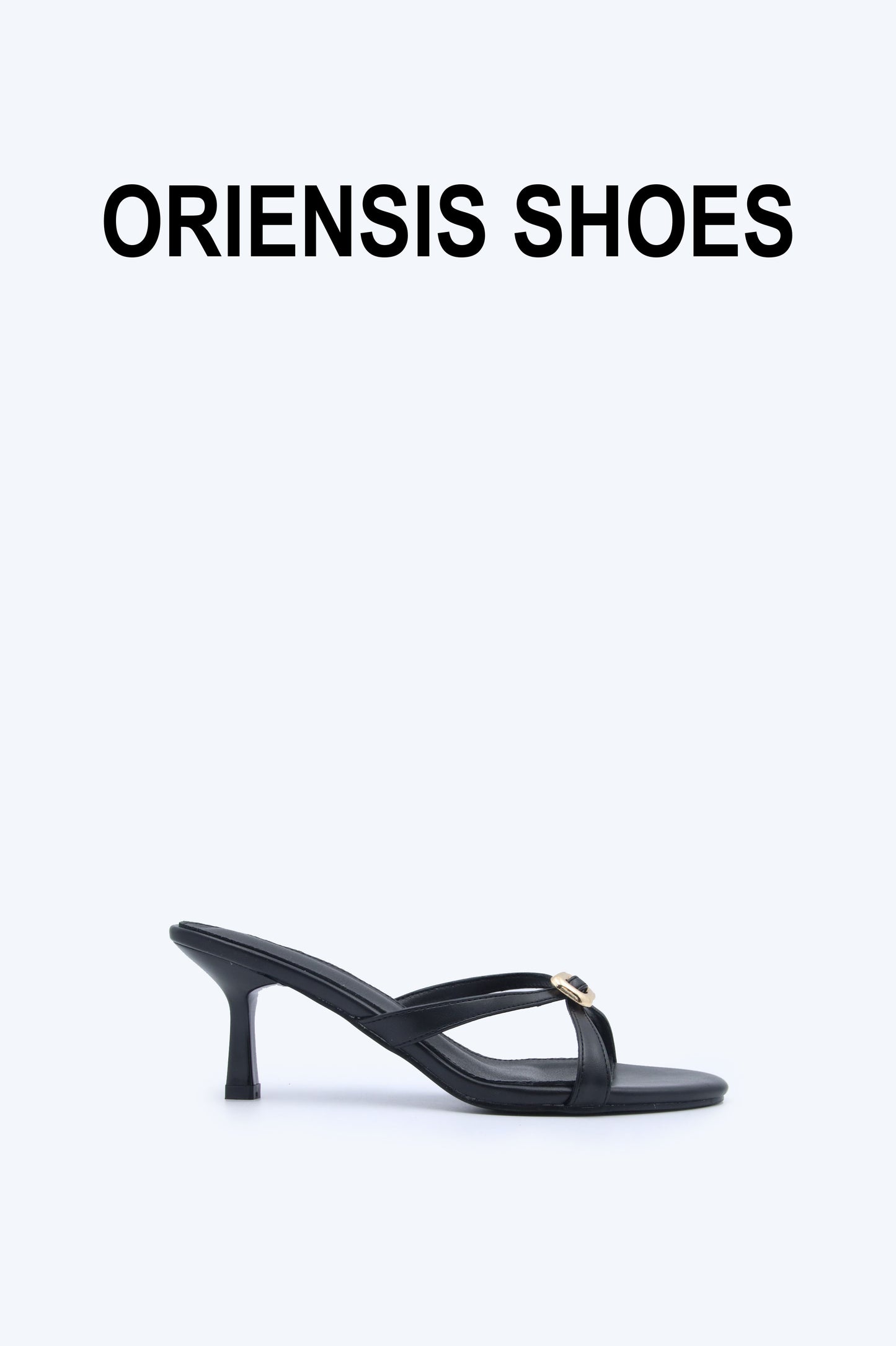 Black Gilt Buckle Heels