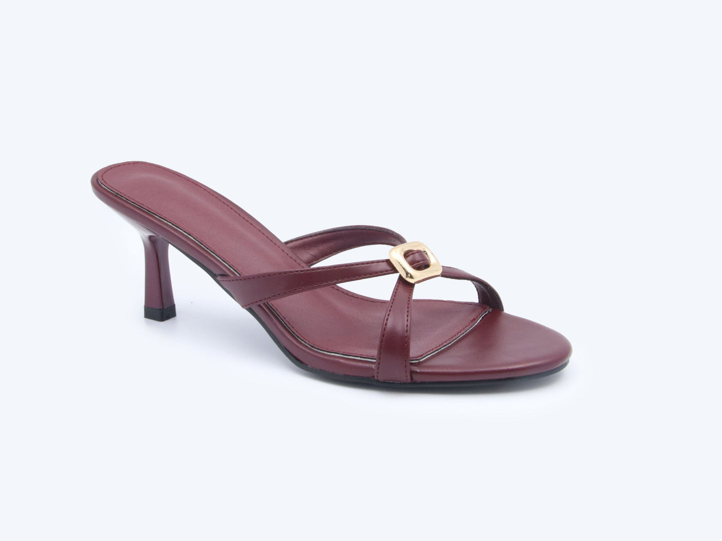 Maroon Gilt Buckle Heels