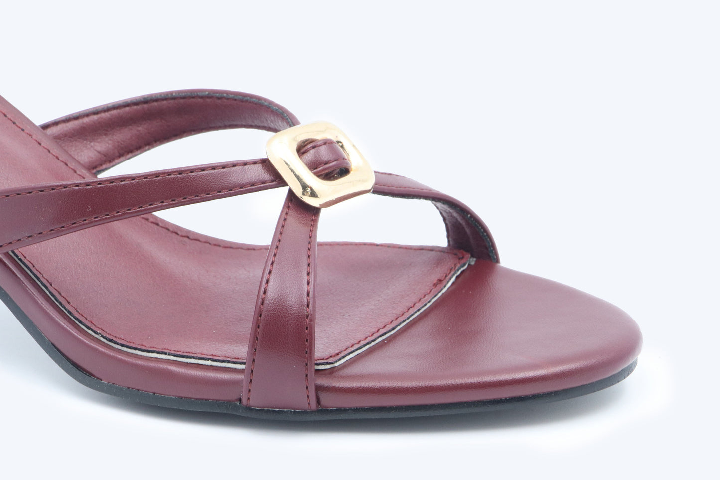 Maroon Gilt Buckle Heels