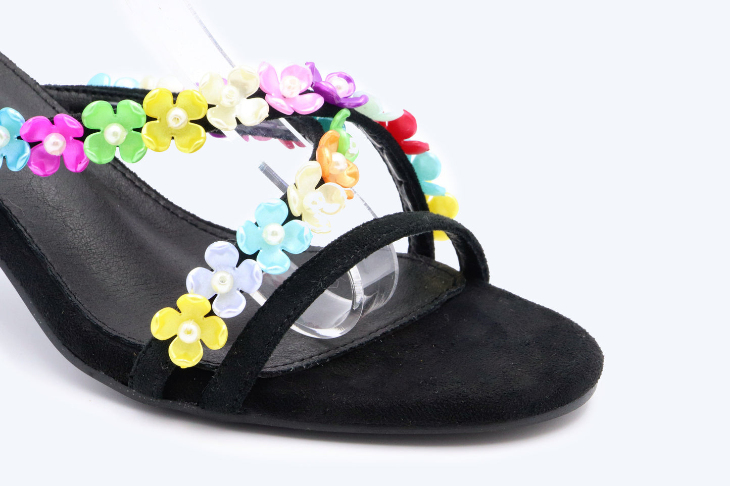 Black Floral Charm Heels