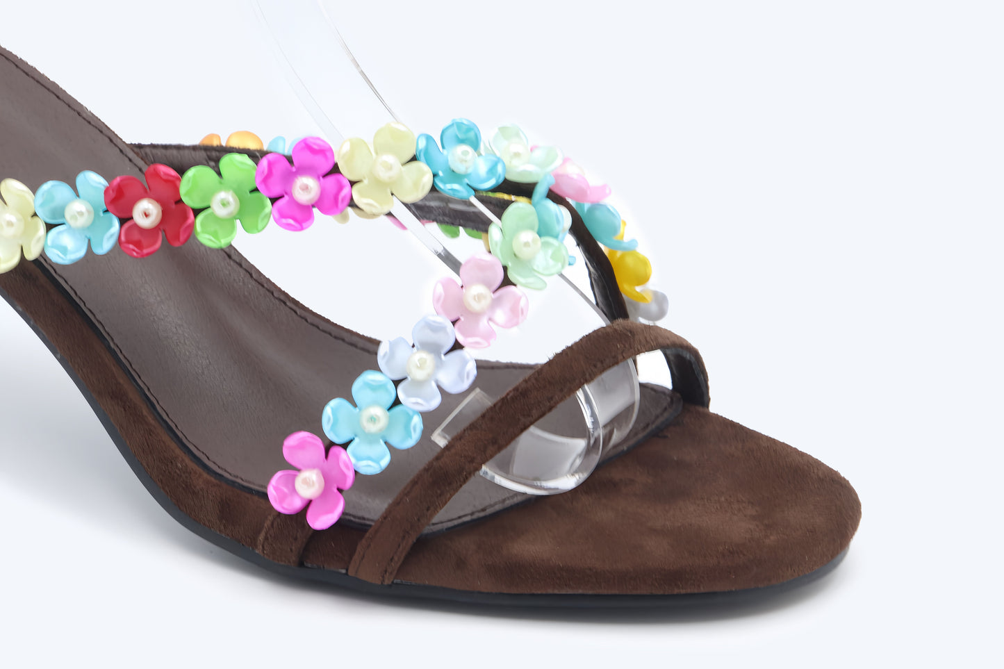 Brown Floral Charm Heels
