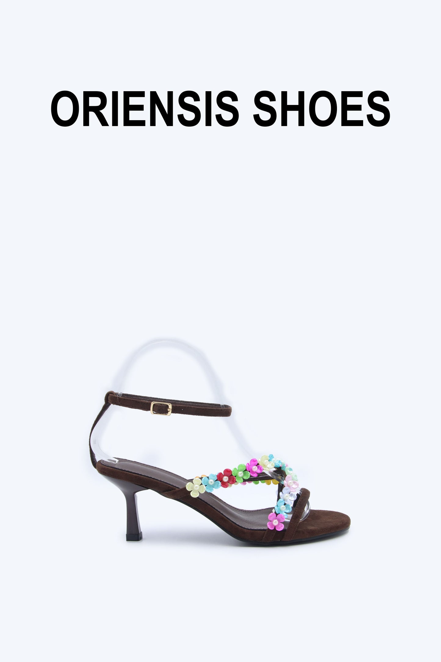 Brown Floral Charm Heels