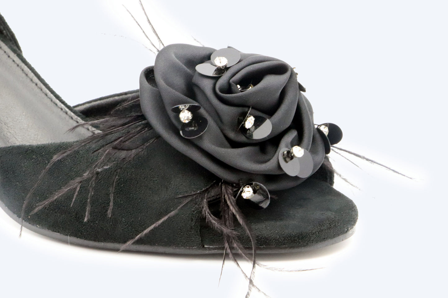 Black Feather Rose Heel