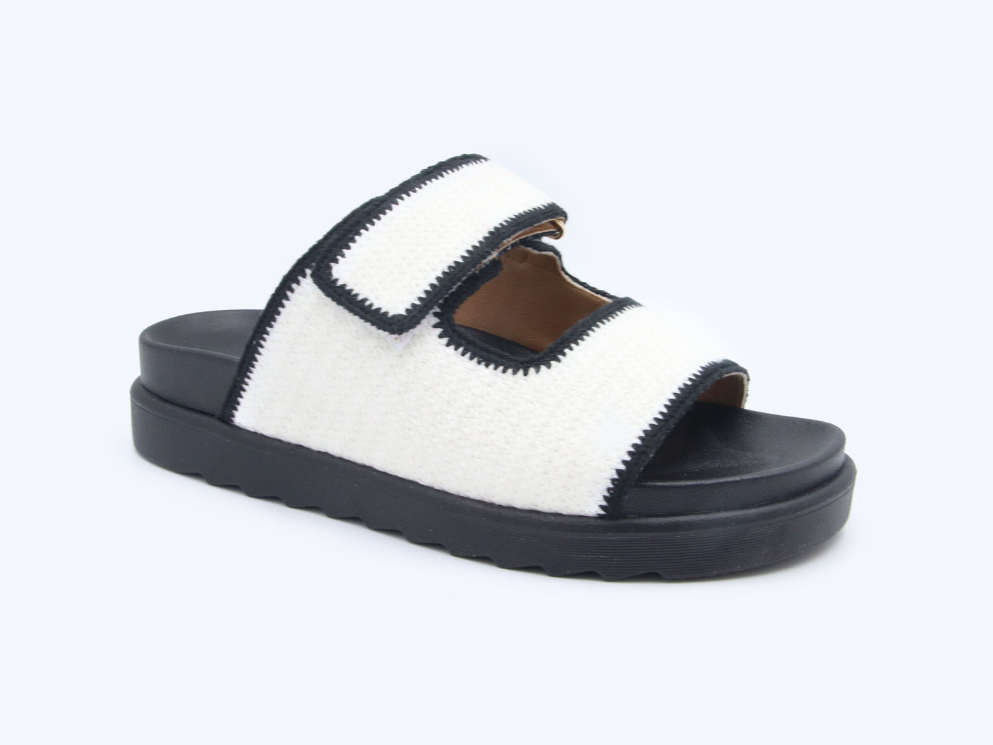 White Duo Strap Slippers
