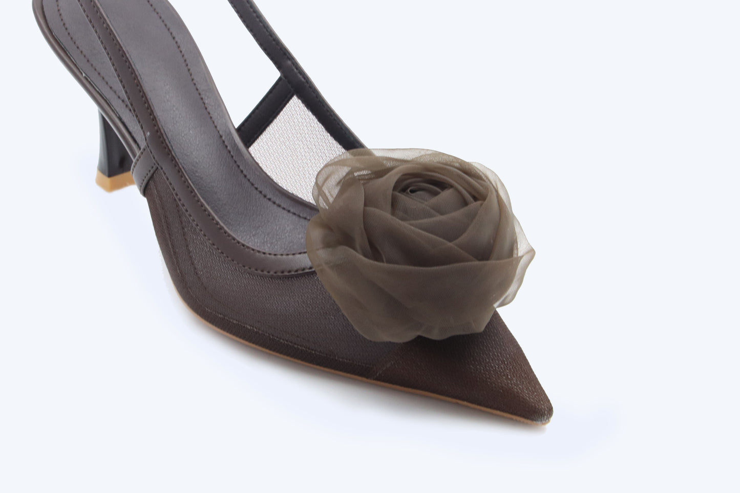 Black Mesh Rose Heels