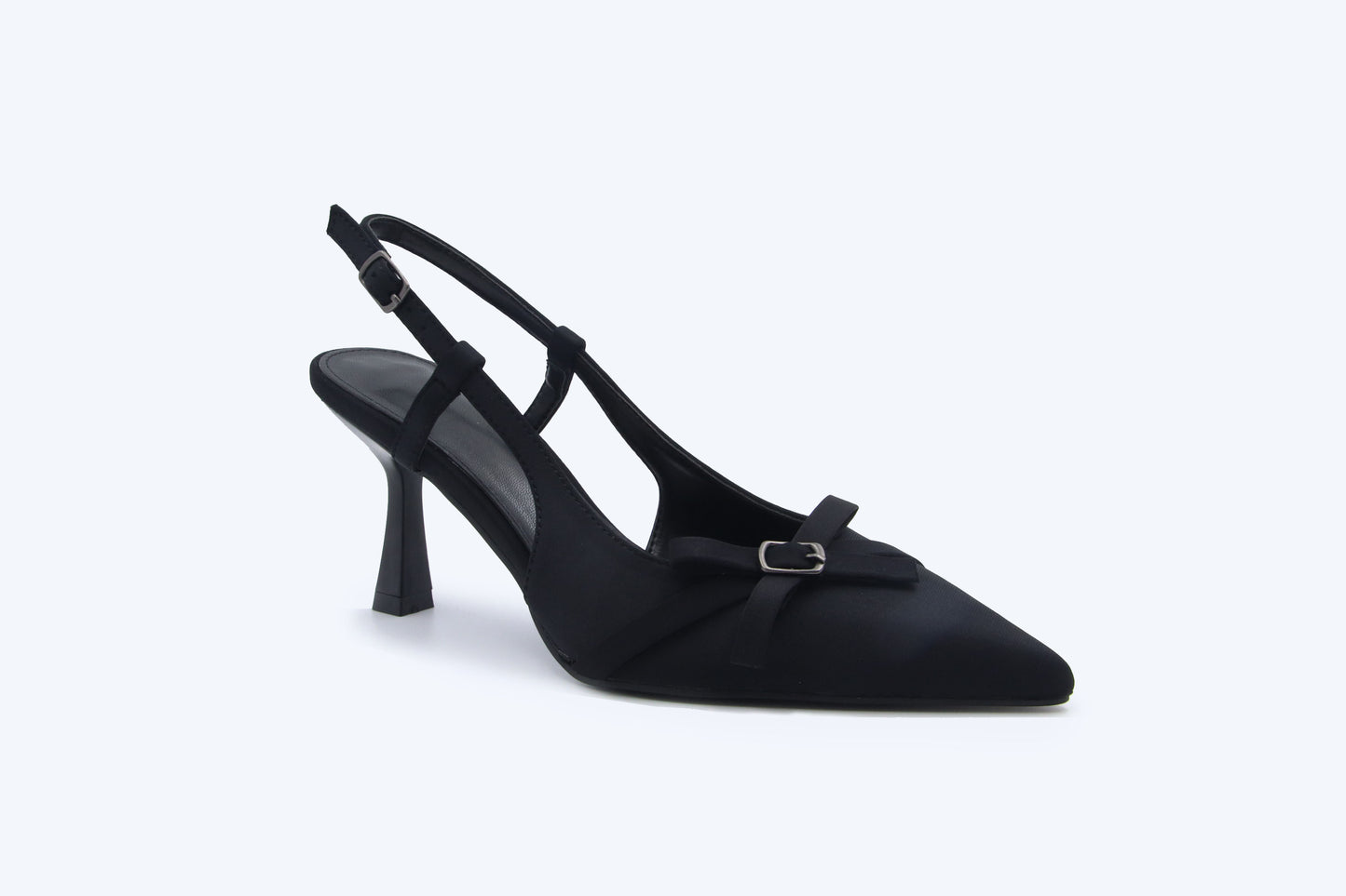 Black Satin Slingback Heels